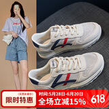 ZHR休闲鞋女夏季百搭撞色透气网面鞋女时尚运动鞋女 AK101E 米蓝 36