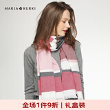 玛丽亚·古琦（MARJA KURKI）羊毛围巾女冬季 礼盒装保暖披肩围巾两用 千鸟格围脖女礼物 红色