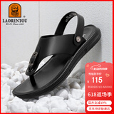 老人头（LAORENTOU）人字拖鞋男时尚简约鞋拖两用凉拖鞋户外沙滩凉鞋 LT11107 黑 43 