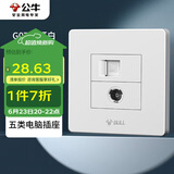 公牛（BULL）墙壁插座 G07系列 二位电脑带电视插座 G07T223 白色 暗装