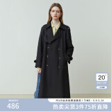 FANSILANEN范思蓝恩23FS11161 经典时尚中长款风衣外套女秋季新款英伦风 黑色 L