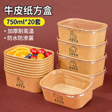 SHUANG YU一次性饭盒长方形750ml*20套食品级野餐外卖水果打包盒户外
