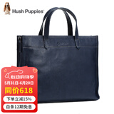 暇步士（Hush Puppies）男士真皮公文包手拎包商务头层牛皮手提包横款电脑包男包单肩斜挎包 蓝色