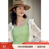 茵曼（INMAN）吊带纯欲T恤上衣2025夏季多色无袖显瘦简约休闲百搭圆领女士上衣 草绿色 XL