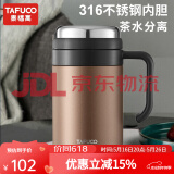 泰福高（TAFUCO）316不锈钢保温杯男士茶杯大容量保温杯茶水分离杯男商务公司礼品 T6175胡桃棕 650ml 【316不锈钢】