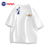 NASA GISS官方潮牌联名短袖t恤港风宽松纯棉卡通春夏半袖男上衣 白色 M 