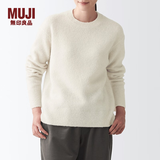 无印良品 MUJI 女式 含牦牛绒骆驼绒圆领毛衣 长袖针织衫秋 冬季 浅银灰色 XS -S(155/80A)