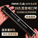 天鹅（SWAN）进口音簧28孔专业演奏口琴高级成人儿童乐器开学季礼物 28孔C调复音专业演奏级