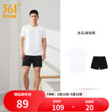 361度运动套装男2025年夏季新款t恤舒适透气跑步套装女速干健身训练衣 本白/基础黑 XL