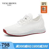 VICKI BROWN【VB男鞋】 法国品牌夏季简约透气飞织网面鞋户外套脚休闲鞋子男 白色 40