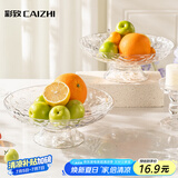 彩致（CAIZHI）水果盘简约干果盘点心盘坚果糖果收纳盘 高脚锤纹透明果盘CZ6857