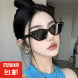 网红GM同款大脸显瘦男女墨镜网红街拍非偏光太阳眼镜紫外线潮流框 E款【女士猫眼框】黑色