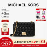 MICHAEL KORS礼物轻奢MK女包SLOAN小香风链条单肩斜挎腋下包 大号 黑色/金色