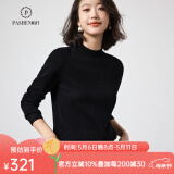 帕什【24新款新色】半高领羊绒衫女100山羊绒百搭针织打底毛衣女ps-02 经典黑 XL (120-135斤)