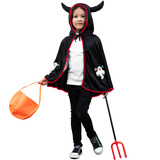 格瑞芬（Gryffon） 万圣节服装儿童女男孩 面具披风装饰品节日舞台表演服饰万圣节道具 秘境黑+三叉戟+南瓜袋