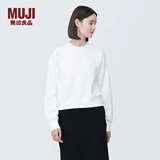 无印良品（MUJI）女式 紧密编织 运动衫 女士 女款 卫衣 圆领短款春季女装 上衣 白色 S （155/80A）