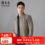 雅戈尔（YOUNGOR）单夹克男立领单茄克锦纶耐穿舒适透气男士上衣外套 VJJK409947YQA卡其 L 175/96A