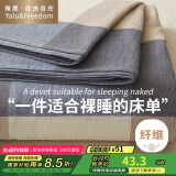 雅鹿·自由自在A类抗菌水洗棉大床单单件双人被单床盖蓝大格230*245