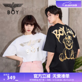 BOY LONDON【范丞丞同款】夏季短袖情侣小熊涂鸦满印潮牌T恤N01019 520礼物 黑色 L 此款偏大，建议拍小一码