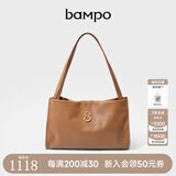 半坡饰族（bampo）【李梦同款】女包包新款福瑞方方包头层牛皮大容量轻奢单肩斜挎包 枇杷棕【葫芦专属五金】
