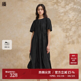 播流光气质连衣裙女2024夏季新款收腰优雅法式茶歇裙DDR2LD5781 K40玄黑 S
