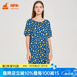 铜牛【商场同款】春夏棉汗布半袖印花女裙圆领睡裙VQ051 夏日鲜橙-白-蓝 L (170/95)