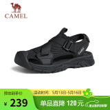 骆驼（CAMEL）户外休闲魔术贴包头洞洞沙滩运动凉鞋男 G14M076677 夜黑色 43