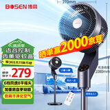 博森【语音智控】遥控8字摇头空气循环扇大风量交流定频电风扇家用落地扇轻音柔风负离子电扇XHS-1907W