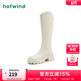热风（Hotwind）显瘦长靴通勤百搭女靴复古气质骑士靴时尚休闲西部靴 03米色（四季单里3802） 39 (245mm)