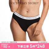 维多利亚的秘密（Victoria's Secret）何穗同款 夏季棉质舒适内裤logo腰带低腰女三角裤简约红色 54A2黑色-6819 1条 M