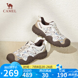 骆驼（CAMEL）经典丑萌鞋女时尚撞色户外休闲鞋 L24S469647A 米/银/咖 35