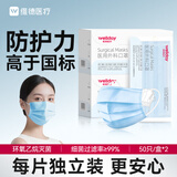 维德（WELLDAY）一次性成人医用外科口罩三层防护防过敏透气灭菌级独立包装100只