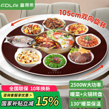 富得莱饭菜保温板加热菜板暖菜板圆形家用智能多功能带火锅电磁炉自动恒温餐桌旋转盘神器 语音红105CM电动转电磁炉火锅