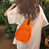 BLACKKISS女包帆布2026新款贝壳包单肩包斜挎包包休闲运动旅行徒步挎包布包 桔色款三(可双肩可斜背可前后背可胸包）优质版本