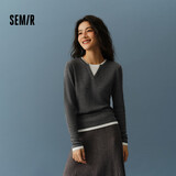 森马（Semir）森马毛衣女短款假两件含羊毛针织衫24冬新款保暖内搭109724107015