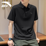 安踏速干polo衫男2026夏季新款男士冰丝T恤短袖高端男装半袖运动衣服 黑色（冰丝速干/三纽扣） L /175(120-140斤）