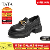 他她（TATA）高跟乐福鞋女厚底小皮鞋英伦风单鞋春GOK02AA4 黑色 34
