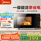美的（Midea）【国家补贴】变频微波炉 20升大平板底盘 智能菜单 小型迷你家用微波炉一级能效 PM20M3 易清洁内胆