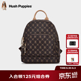 暇步士（Hush Puppies）背包女士双肩包新款时尚印花潮流百搭大容量通勤女包旅行包 咖色/巴吉度HA-211220850