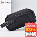 暇步士（Hush Puppies）男士手包帆布包大容量手抓包时尚收纳包饺子包休闲手拿包男包 黑色5713