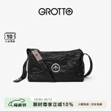GROTTO个乐黑石包经典大容量植鞣绵羊皮单肩斜挎通勤软包男女款520礼物 黑石M（银标）
