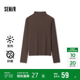 森马（Semir）长袖T恤女半高领吸湿发热抗菌2024冬紧身抓绒打底衫109724101001
