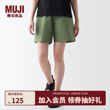 无印良品（MUJI）女式 水洗 平纹 短裤女夏 裤子 休闲短裤 多巴胺纯棉全棉BEC27A3S 卡其色 M 160/66A