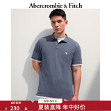 ABERCROMBIE & FITCH【舒适透气】男装25夏季新款经典小麋鹿POLO衫T恤KI124-5182 蓝灰色 L (180/108A)