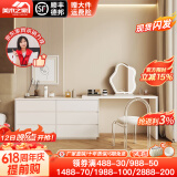 美木之家 梳妆台卧室网红奶油风化妆台书桌斗柜一体伸缩实木化妆桌 暖白色桌+暖白色斗柜 1.4米桌+1.4米斗柜+妆镜+妆椅