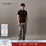Calvin Klein Jeans夏季男士商务半开襟翻领ck字母印花透气短袖POLO衫J319635 BEH-黑色 S （建议110-130斤）