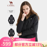 骆驼（CAMEL）户外冲锋衣秋冬新款三合一羽绒内胆潮牌两件套登山服 A9W118126X 黑色 女 L