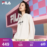 FILA 斐乐官方情侣款连帽卫衣秋季新款纯棉宽松针织长袖上衣加绒 【加绒】蒸汽白-IV M