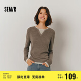 森马（Semir）森马毛衣女短款假两件含羊毛针织衫24冬新款保暖内搭109724107015
