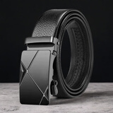 歌柏妮（GEBONI）男士皮带自动扣皮质时尚腰带男青年中年休闲商务裤带简约裤腰带 黑色对角【PU皮材质】